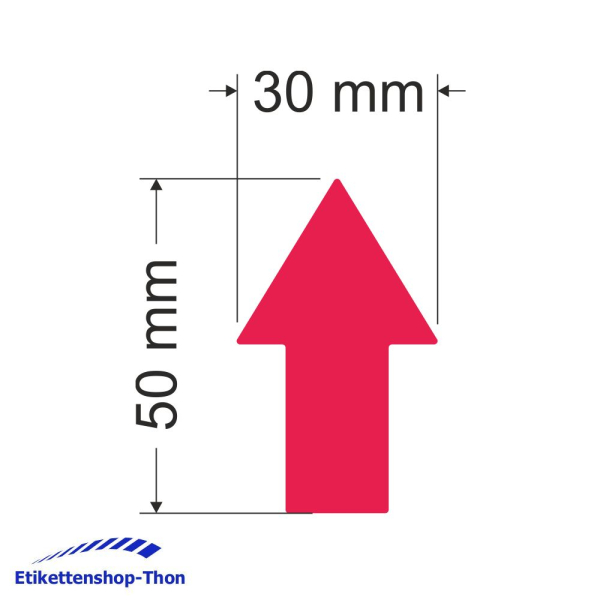 Pfeilaufkleber - Leuchtpink auf Rolle - 30 x 50 mm - 500 Stück